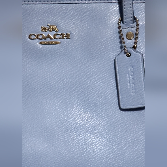 🌷Y2K Authentic Coach Street Zip Tote in Crossgrain Light Blue Leather🌸 - Picture 3 of 12
